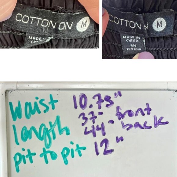 COTTON:ON Black Smocked Strapless High Low Midi Dress Size M - Picture 10 of 11